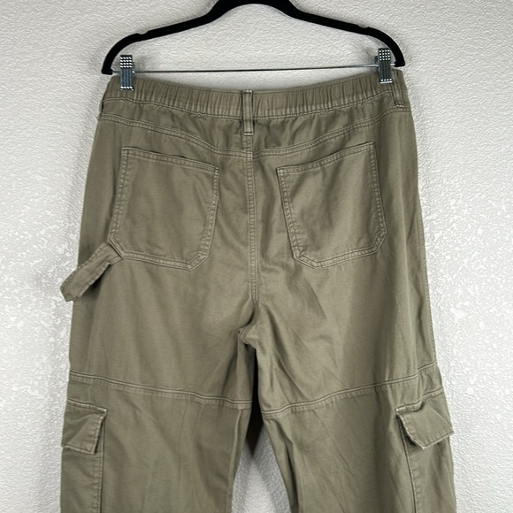 SO Olive Wide Flare Leg Cargo High Waist Cotton Utility Jeans Size XL - Picture 4 of 7